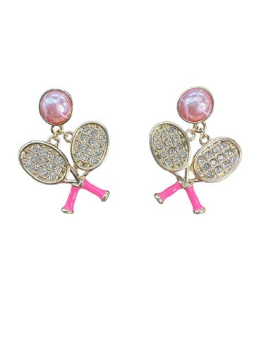 Pink Tennis Earrings