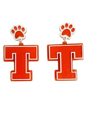 Tennessee Dangle Paw Earrings
