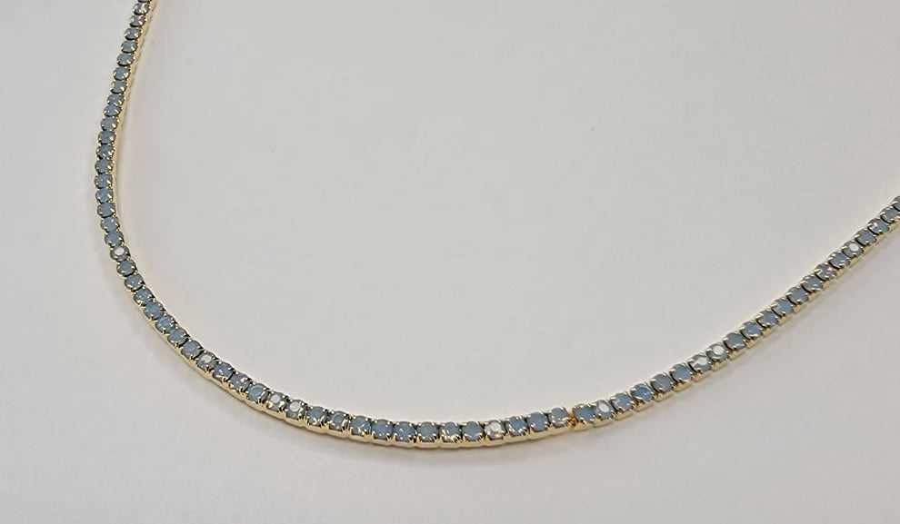 Opal Rhinestone 14k Gold Plated Necklace