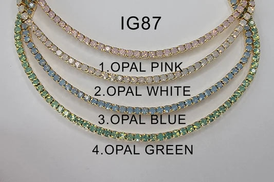 Opal Rhinestone 14k Gold Plated Necklace