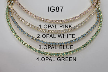 Opal Rhinestone 14k Gold Plated Necklace