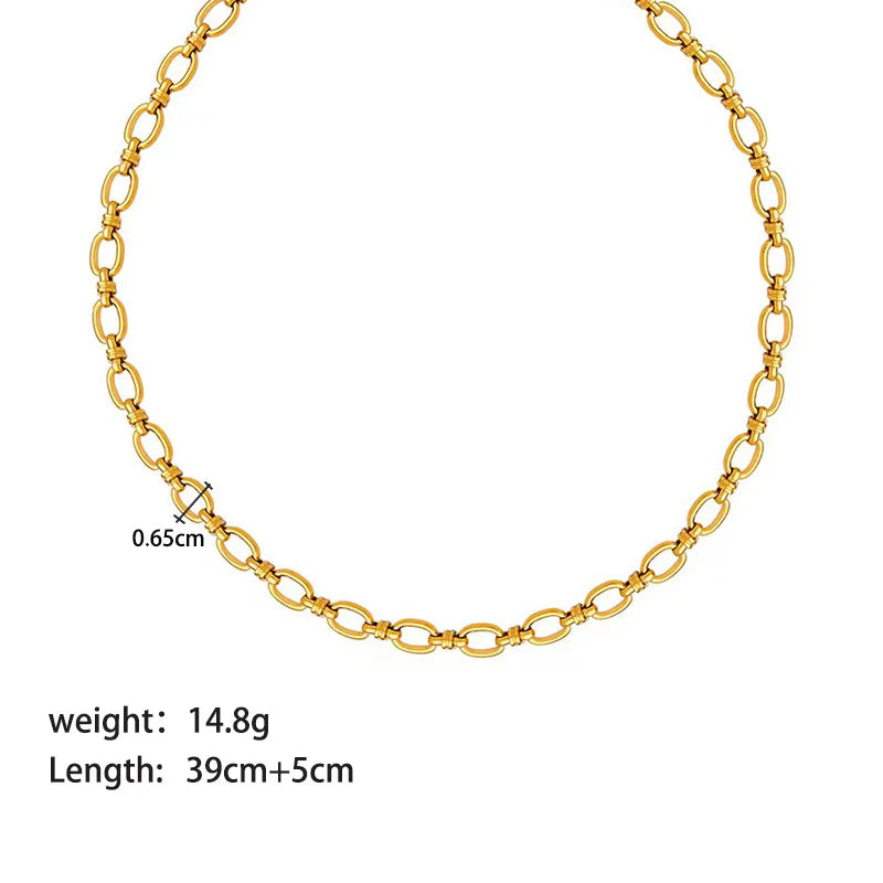 Geometric Chain Necklace Oval and Lock - Waterproof