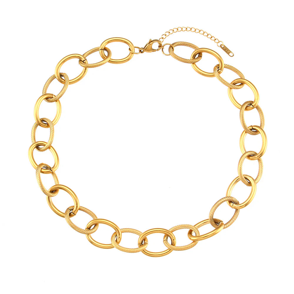 Circle Geometric Stainless Steel 18K Gold Plated Necklaces - Waterproof