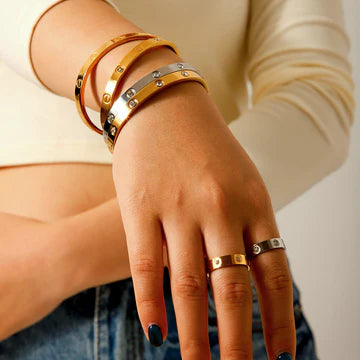 Gold CZ and Inlay Ring - Waterproof