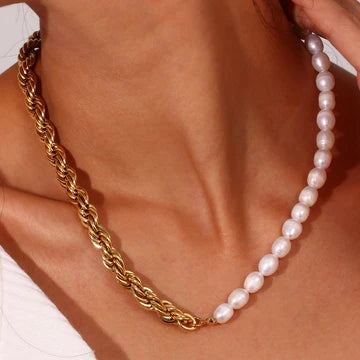Twist Chain and Fresh Water Pearl Splicing Bracelet - Waterproof