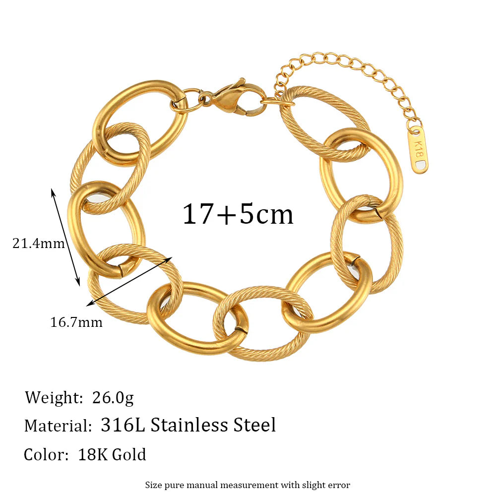 Circle Geometric Stainless Steel 18K Gold Plated Necklaces - Waterproof