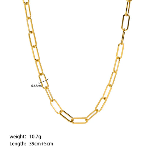 Geometric Chain Necklace Oval  - Waterproof