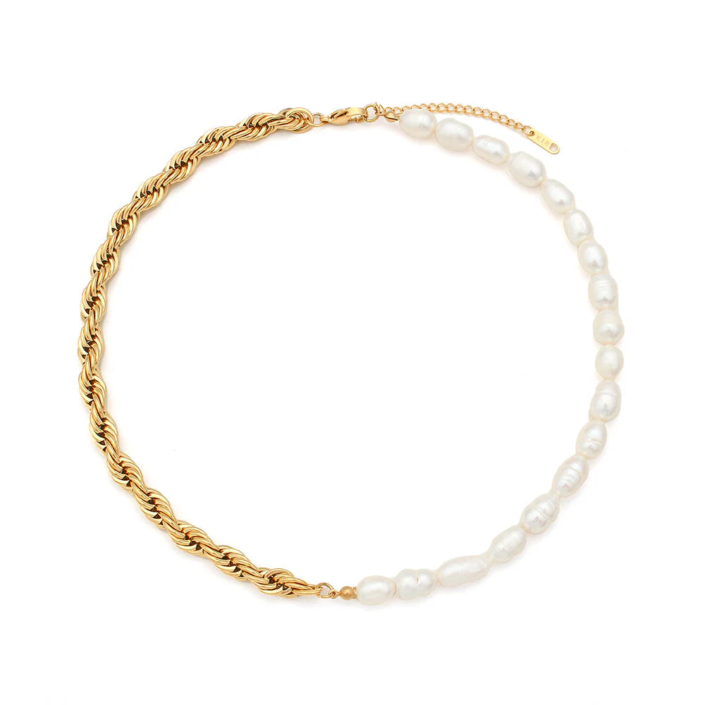 Twist Chain and Fresh Water Pearl Splicing Bracelet - Waterproof