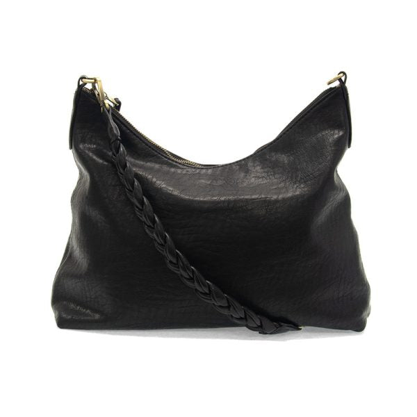 Joy - Selene Slouchy Hobo Bag with Braided Handle - Black