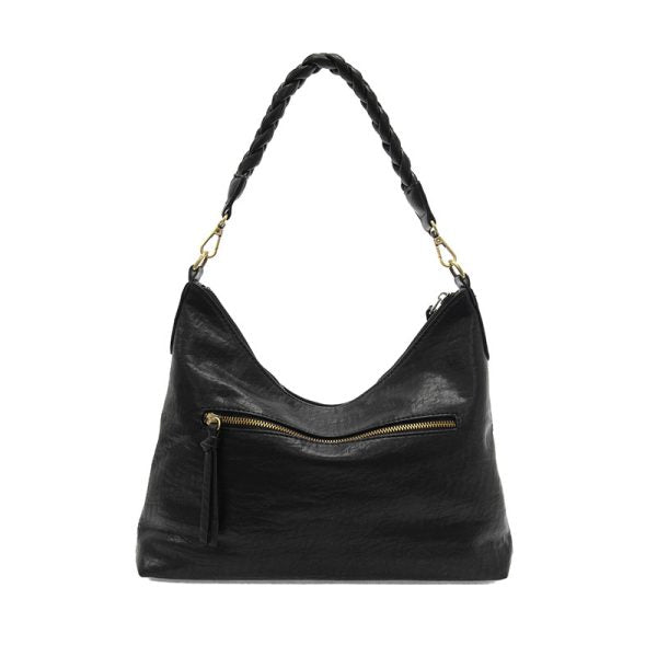 Joy - Selene Slouchy Hobo Bag with Braided Handle - Black