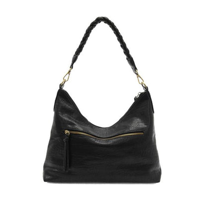 Joy - Selene Slouchy Hobo Bag with Braided Handle - Black