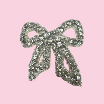 Silver Rhinestone Bow Pin