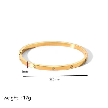 Gold Bangles CZ Clover - Waterproof