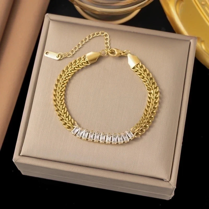 White Diamond Gold Bracelet - Waterproof