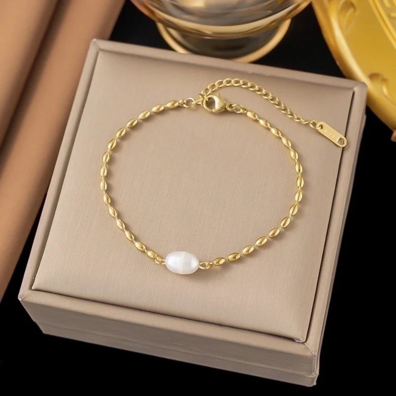 Pearl Bean Chain Bracelet - Waterproof