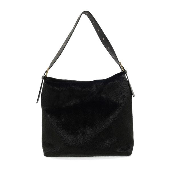 Joy - Teresa Faux Fur Hobo - Black