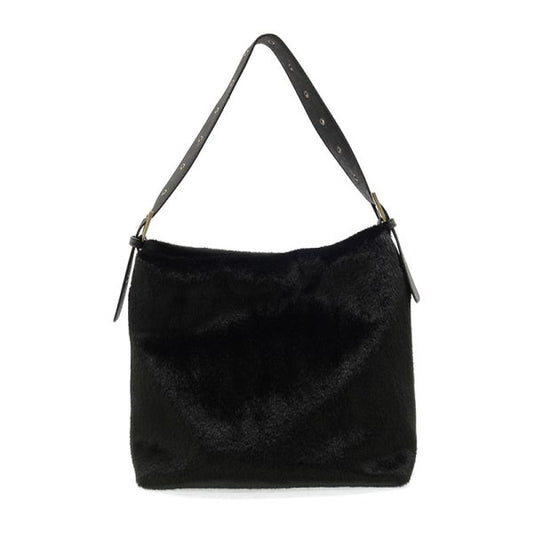 Joy - Teresa Faux Fur Hobo - Black