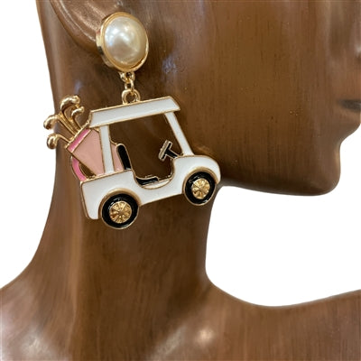 White and Light Pink Golf Earrings