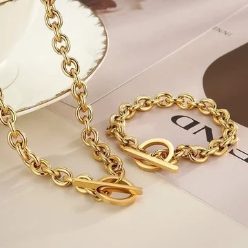 Oval Chain Necklace Gold - Waterproof