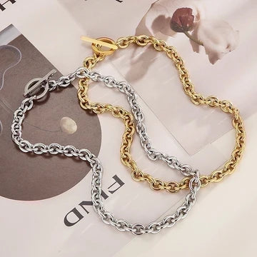 Oval Chain Necklace Gold - Waterproof