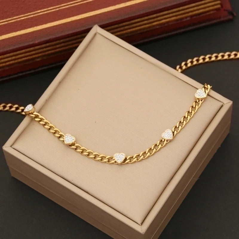 Heart Shape and Chain Necklace - Waterproof