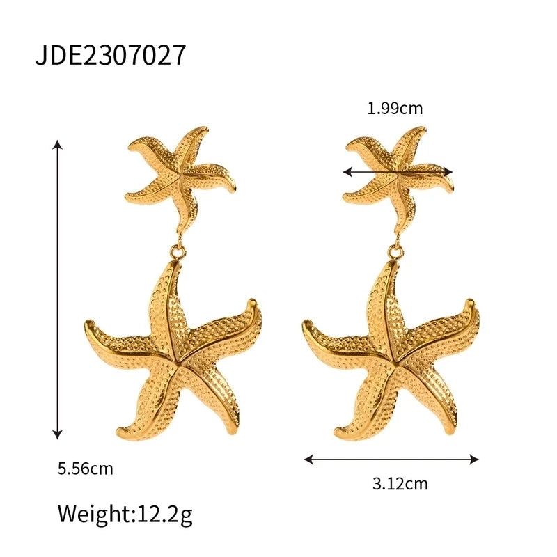 Casual Beach Classic Style Starfish Drop Earrings - Waterproof