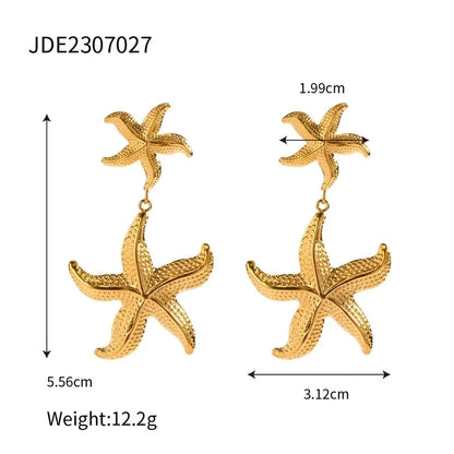 Casual Beach Classic Style Starfish Drop Earrings - Waterproof