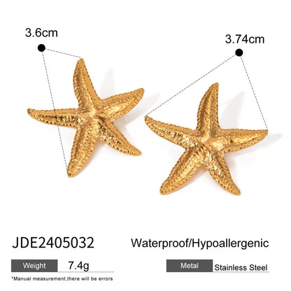 Casual Beach Classic Style Starfish Shell Earrings - Waterproof
