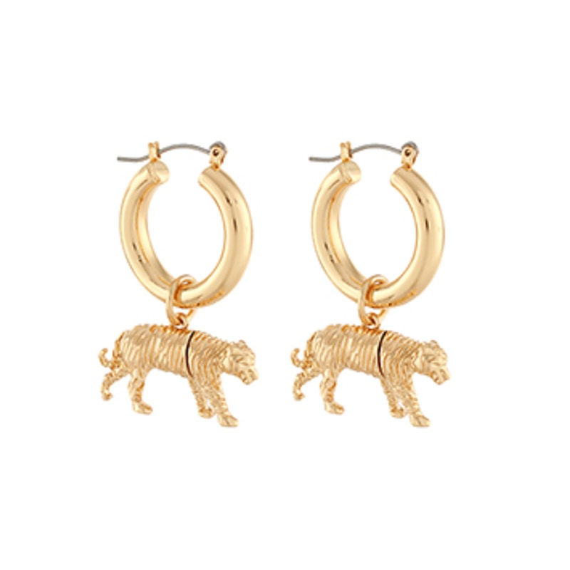 Tiger Metal Dangle Hoops