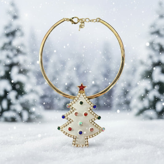 White Xmas Tree Necklace
