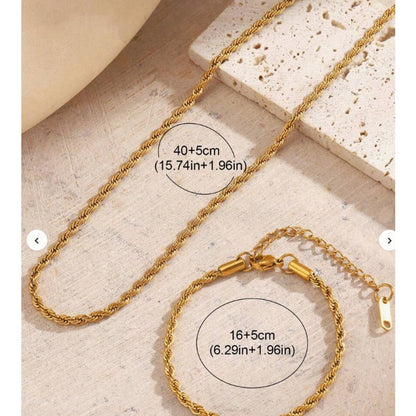 Twist Chain Necklace and Bracelet - Set