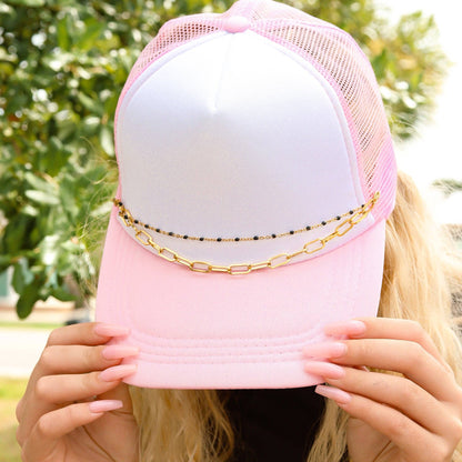 Trucker Hat Chain: Paperclip and Satellite Layered Chain Set - Black
