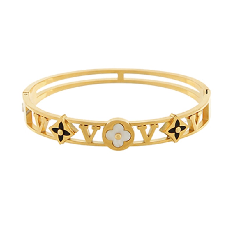V and Flower Bangle Bracelet
