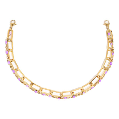 Trucker Hat Chain: Paperclip and Satellite Layered Chain Set - Black