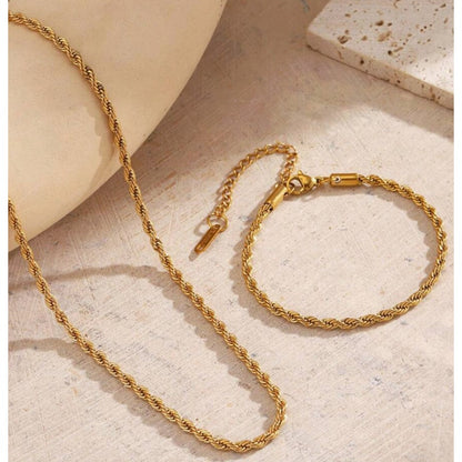 Twist Chain Necklace and Bracelet - Set