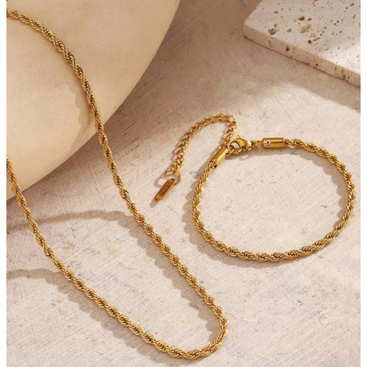 Twist Chain Necklace and Bracelet - Set