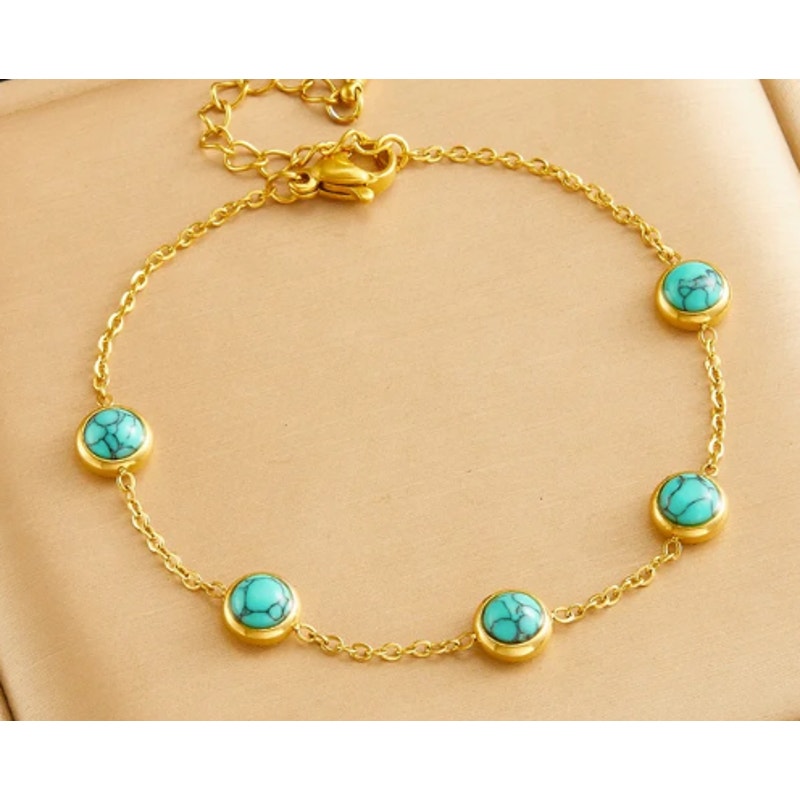 Turquoise Chain Necklace, Earrings, and Bracelet