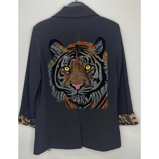 Blazer, Leopard Lined Black, Tiger Face - Med