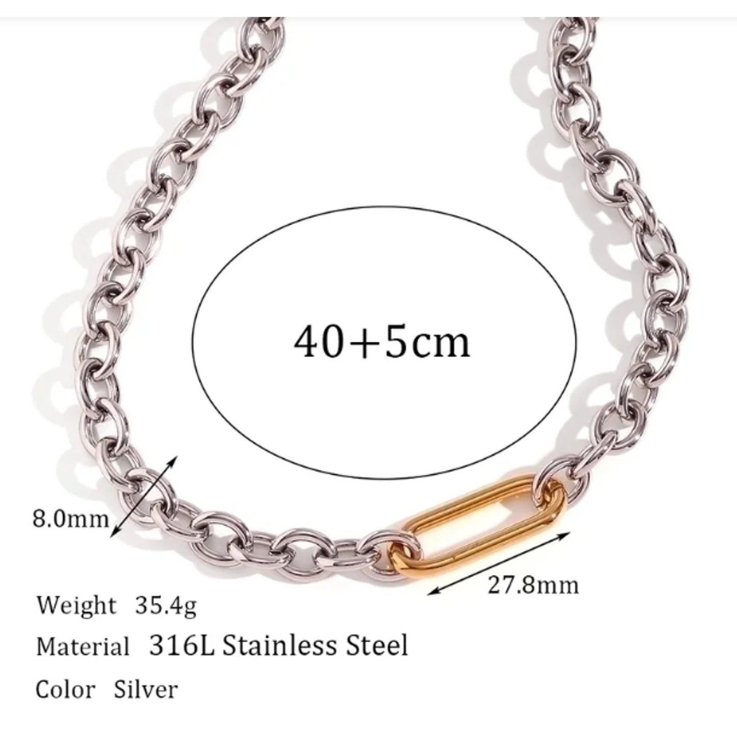 O Chain Silver and Gold Chain Bracelet