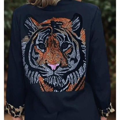 Blazer, Leopard Lined Black, Tiger Face -Small