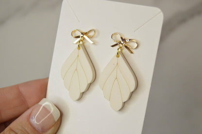 Leaf Earrings with a Bow